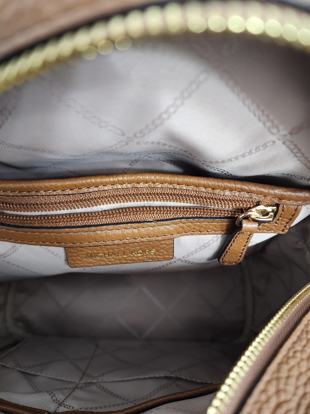Michael Kors Abbey Tan Pebbled Leather Backpack with Gold Hardware - Picture 8 of 11
